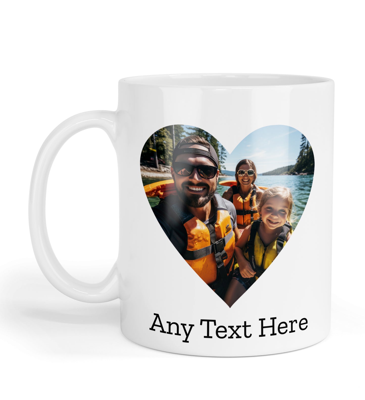 Personalised mug with heart shaped image and text