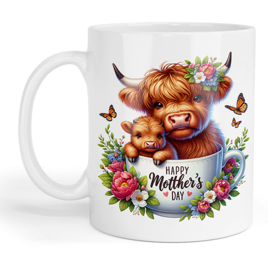 Highland cow happy mother's day mug