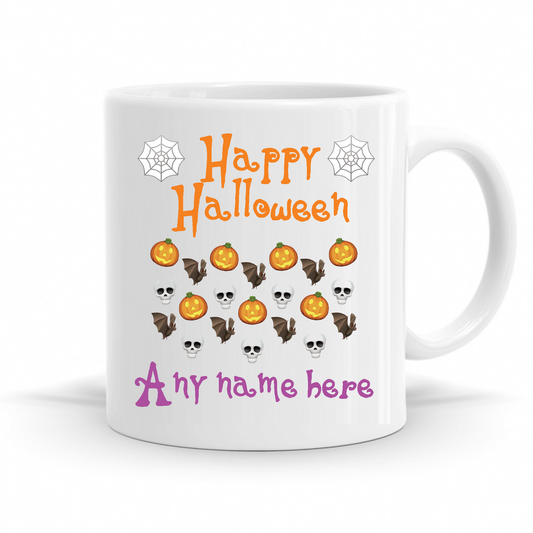 Personalised Halloween Cartoon Mug. Add Any Name.