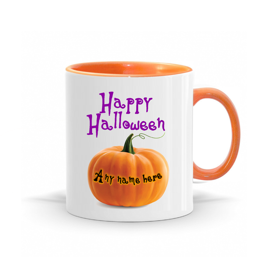 Personalised Halloween Pumpkin Mug. Add Any Name to The Pumpkin.
