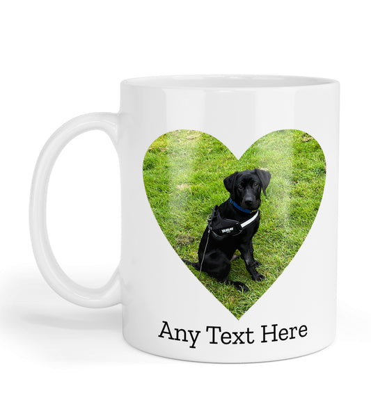 Personalised mug with heart shaped image and text