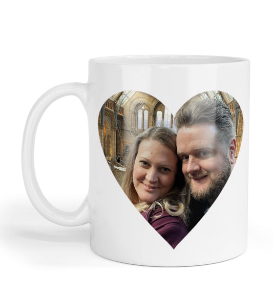 Personalised mug with heart shaped image