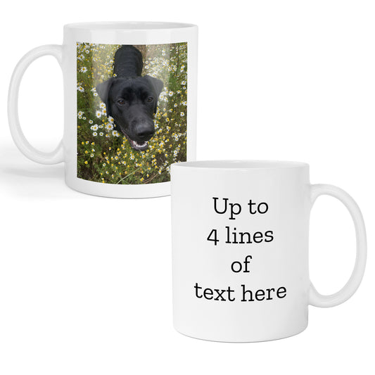 Personalised mug 1 side image & 1 side text