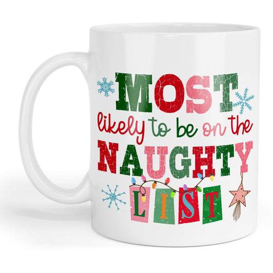 Most likely to be on the naughty list mug.